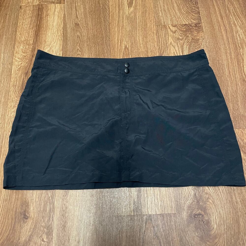 LL Bean Womens Solid Black Nylon Swim Skirt UPF 50+ Plus Size 18-fits like a 14